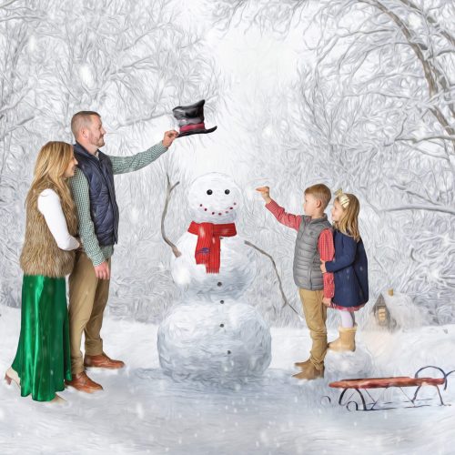 Snowman-Family-Outdoors-Sleigh-Forest-Trees-Winter-Snow-scaled.jpg